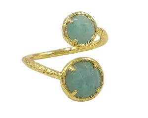 Boho & Mala Amazonite Gold Ring (adjustable)