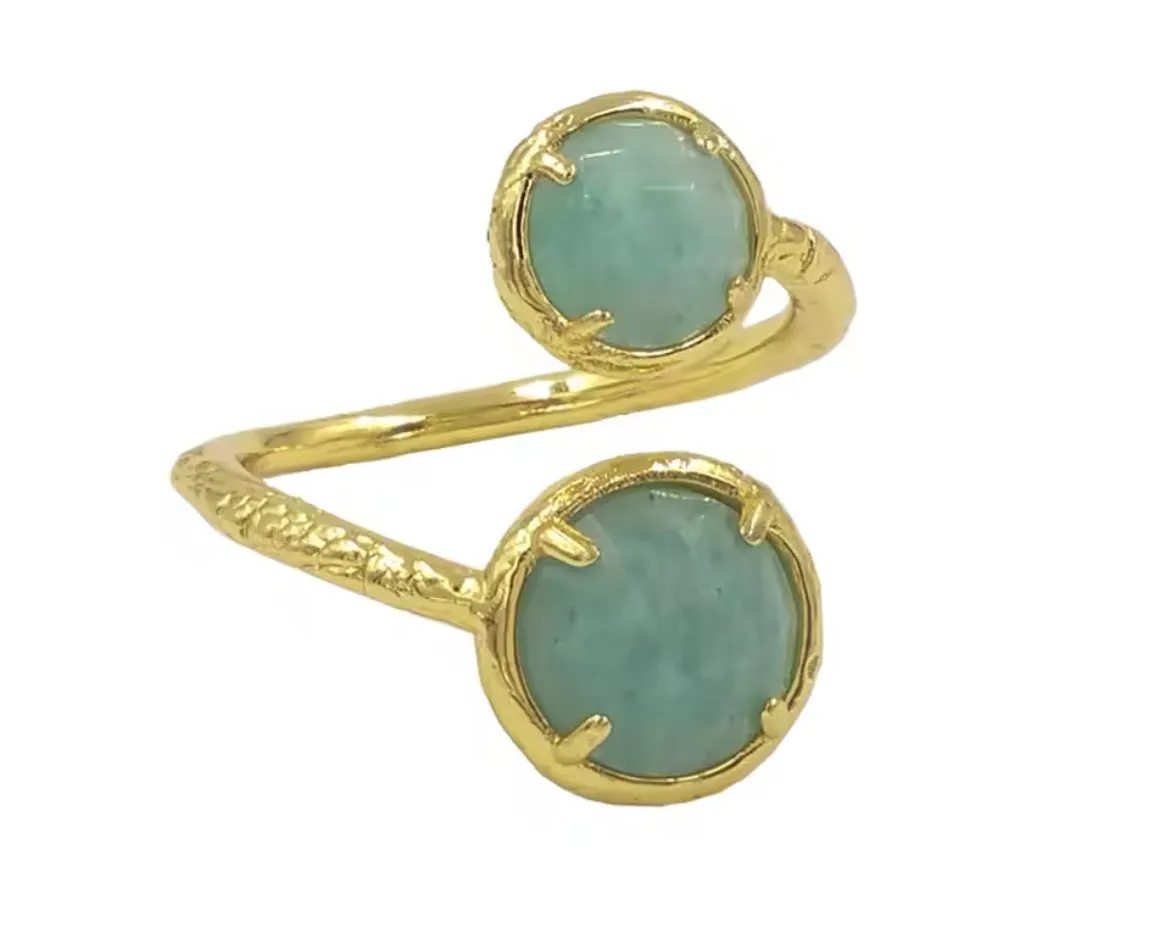 Boho & Mala Amazonite Gold Ring (adjustable)