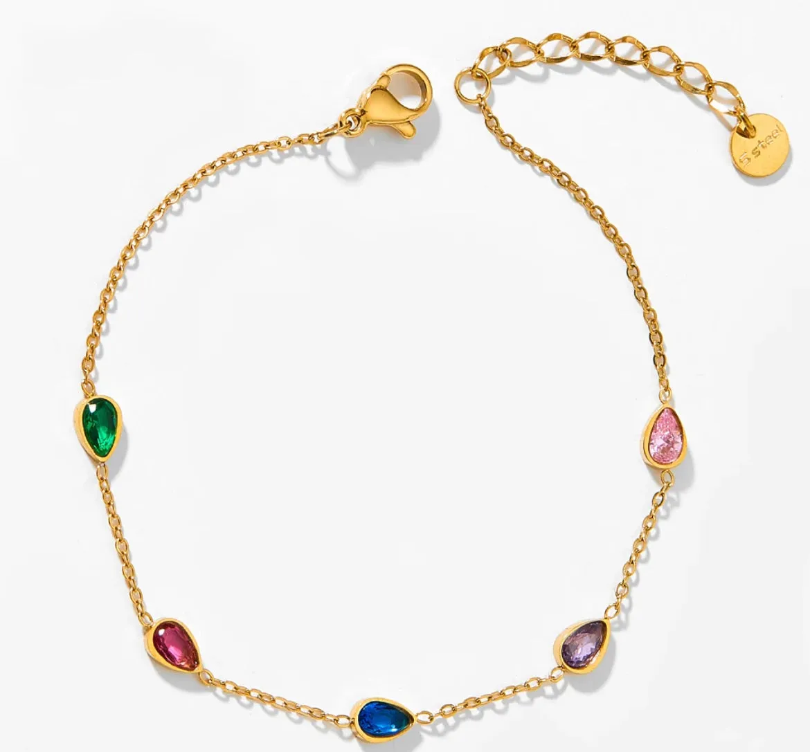 Boho & Mala Colorful 18K Gold / Stainless Steel Anklet