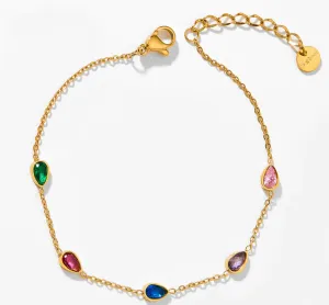 Boho & Mala Colorful 18K Gold / Stainless Steel Anklet