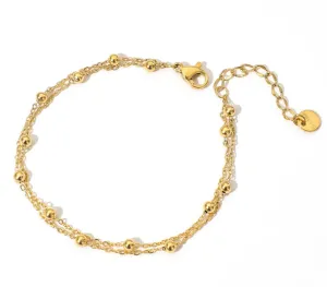 Boho & Mala Double 18K Gold / Stainless Steel Anklet
