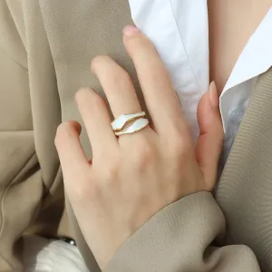 Boho & Mala Enamel Gold Plated Stainless Steel Ring (adjustable)
