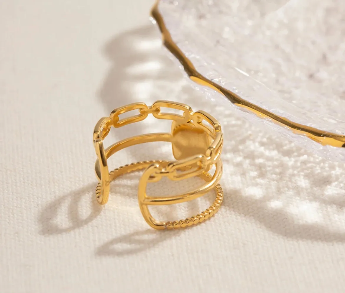 Boho & Mala Gold Plated Shell Stainless Steel Ring (adjustable)