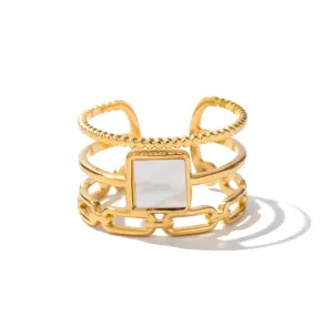 Boho & Mala Gold Plated Shell Stainless Steel Ring (adjustable)