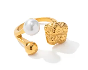 Boho & Mala Gold Plated Stainless Steel Ring (adjustable)