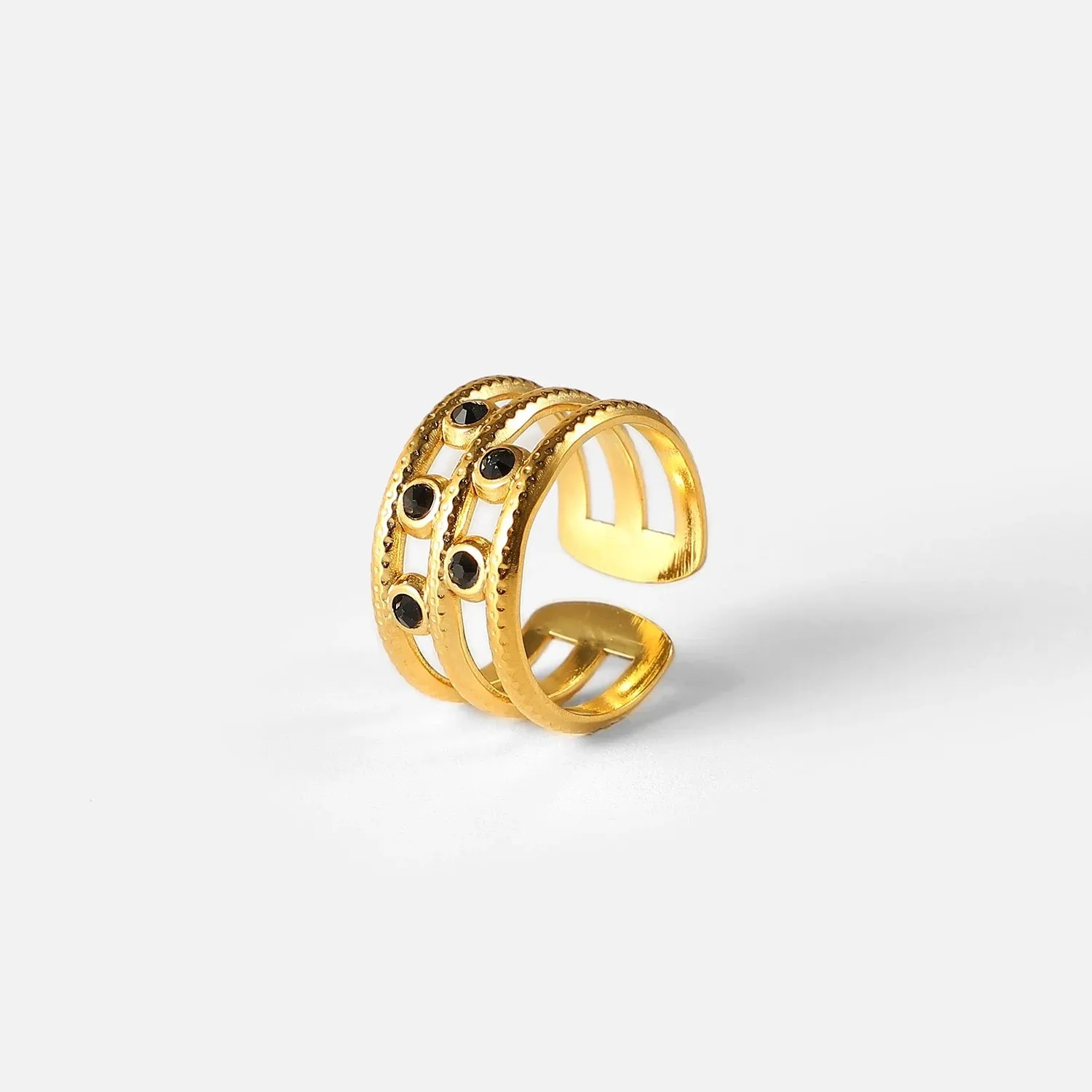 Boho & Mala Gold Plated Stainless Steel Ring (adjustable)