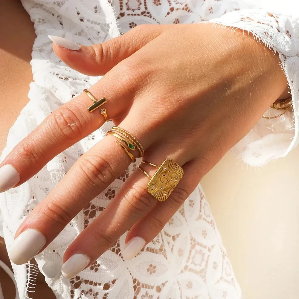 Boho & Mala Gold Plated Stainless Steel Ring (adjustable)