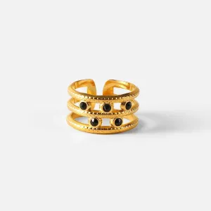 Boho & Mala Gold Plated Stainless Steel Ring (adjustable)