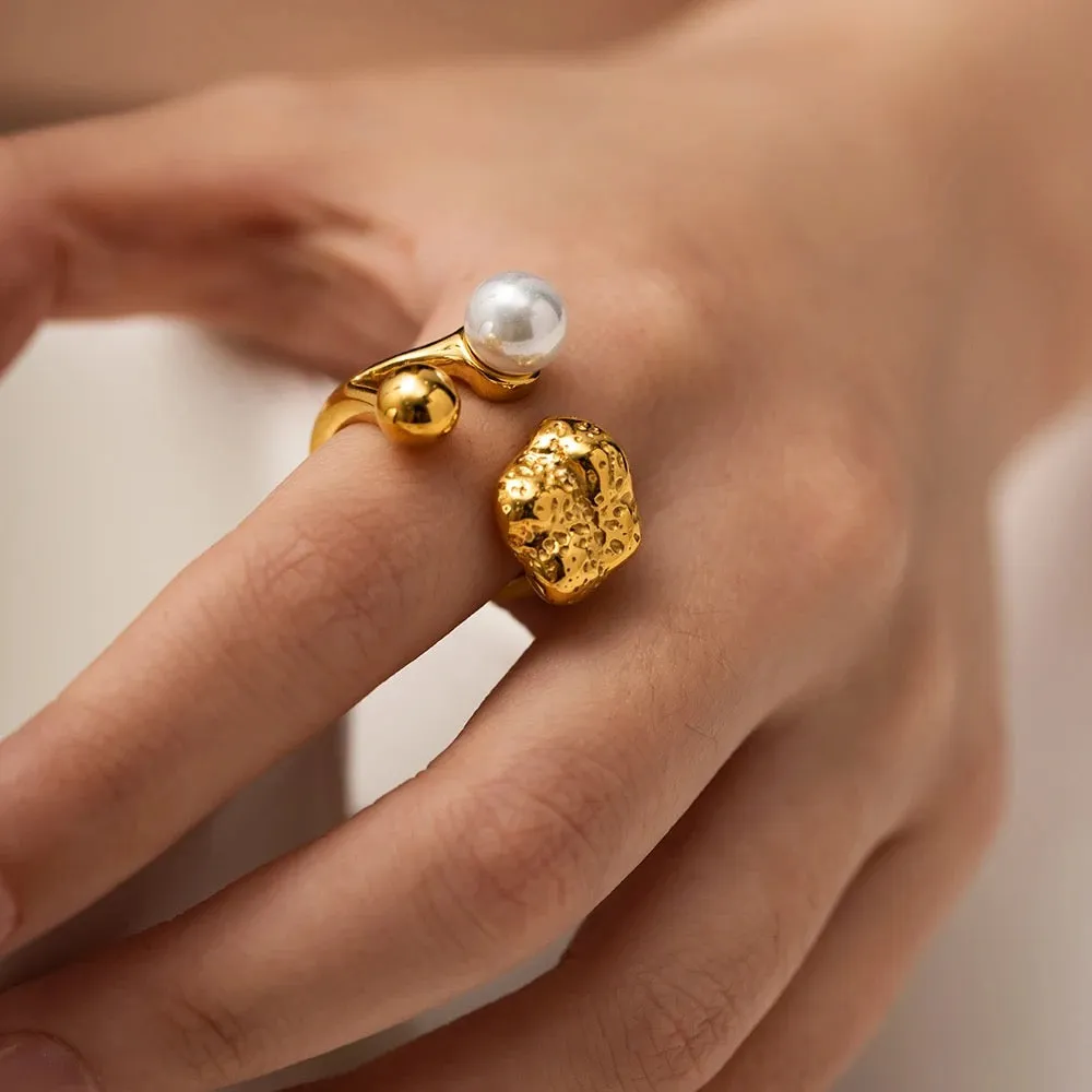 Boho & Mala Gold Plated Stainless Steel Ring (adjustable)