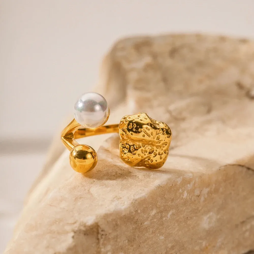 Boho & Mala Gold Plated Stainless Steel Ring (adjustable)