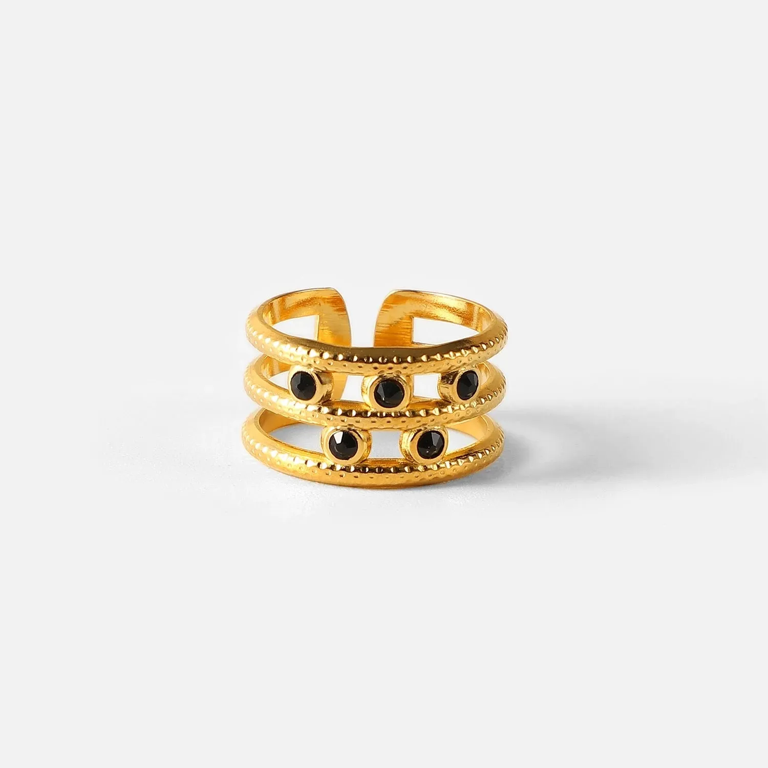Boho & Mala Gold Plated Stainless Steel Ring (adjustable)