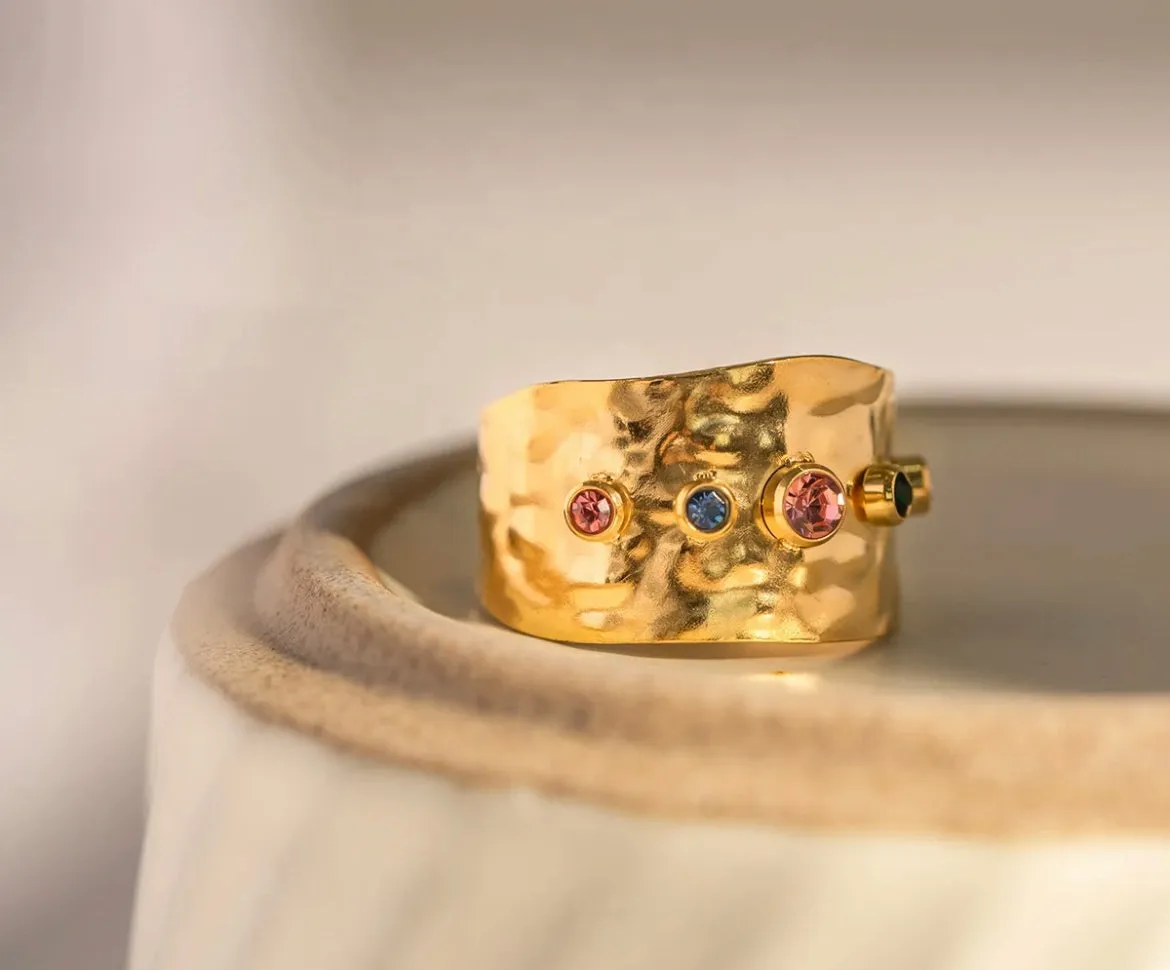 Boho & Mala Gold Plated Stainless Steel Ring (adjustable)