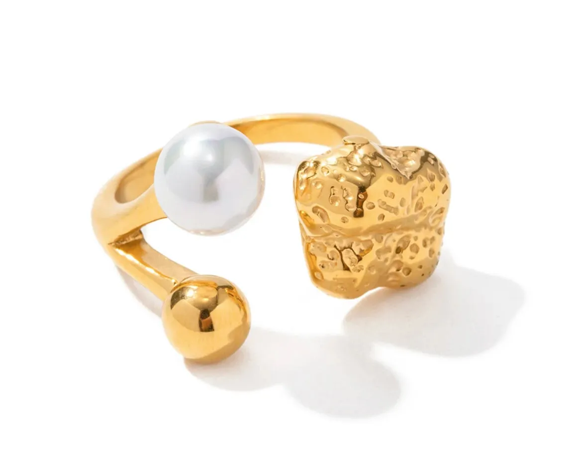 Boho & Mala Gold Plated Stainless Steel Ring (adjustable)