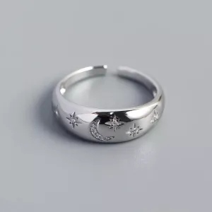 Boho & Mala Sun & Moon Sterling Silver Ring (adjustable) R1039