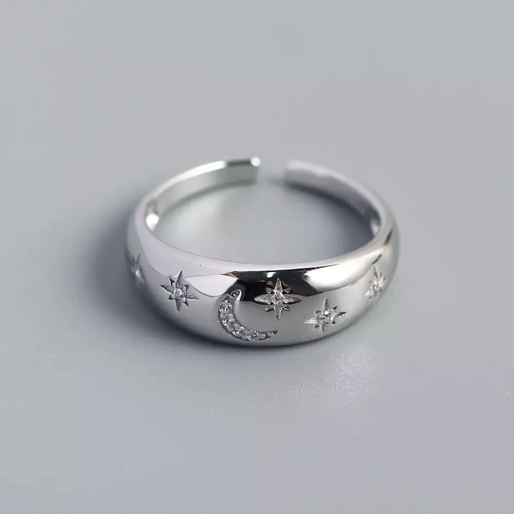 Boho & Mala Sun & Moon Sterling Silver Ring (adjustable) R1039
