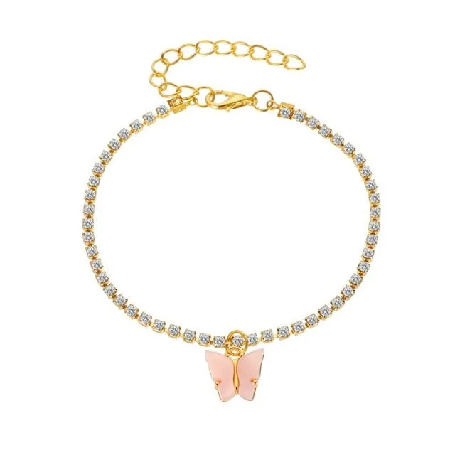 Boho Crystal Butterfly Anklet