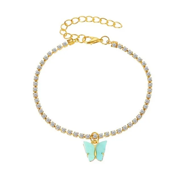 Boho Crystal Butterfly Anklet