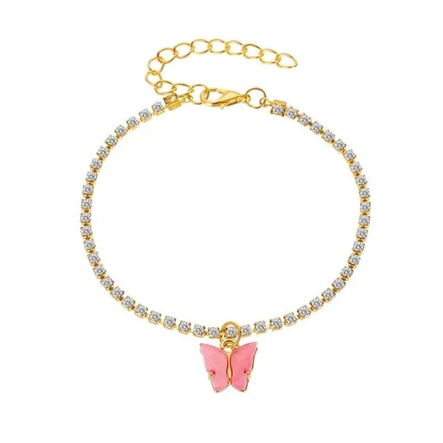 Boho Crystal Butterfly Anklet