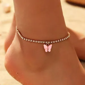 Boho Crystal Butterfly Anklet