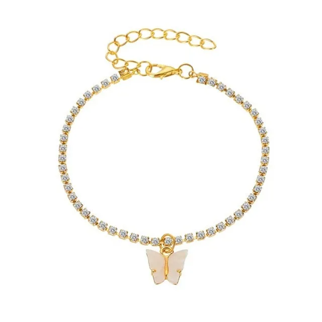 Boho Crystal Butterfly Anklet