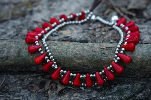 Boho Luxe Red Teardrop Bracelet