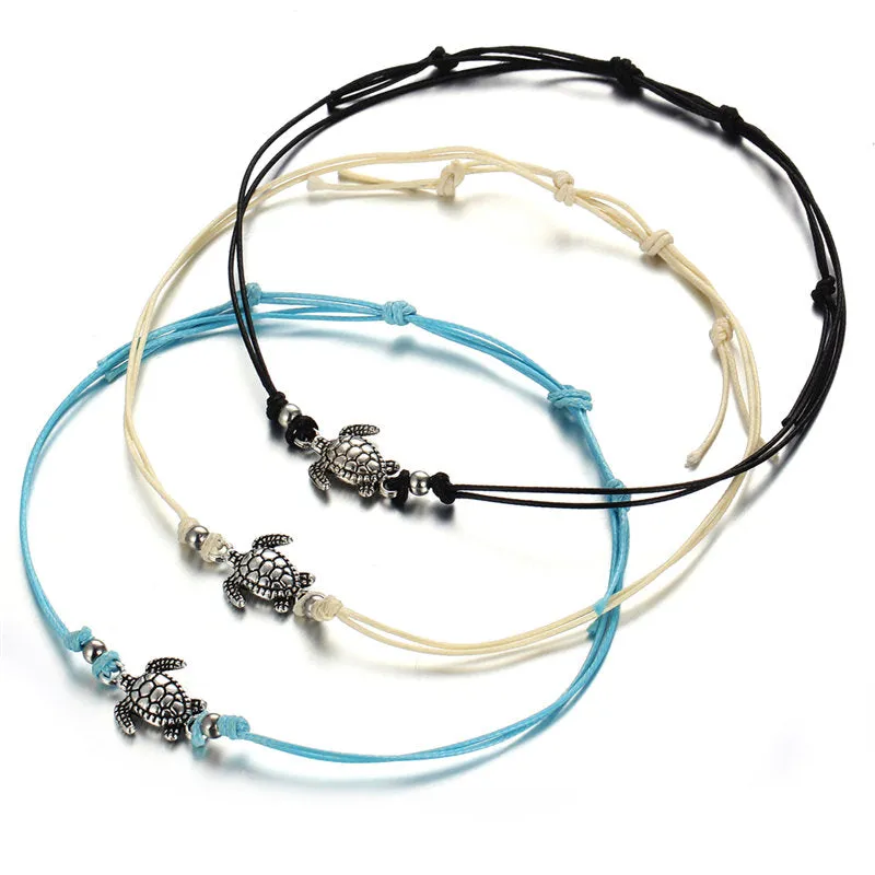 Boho Turtle Anklets (Set of 3)