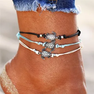 Boho Turtle Anklets (Set of 3)