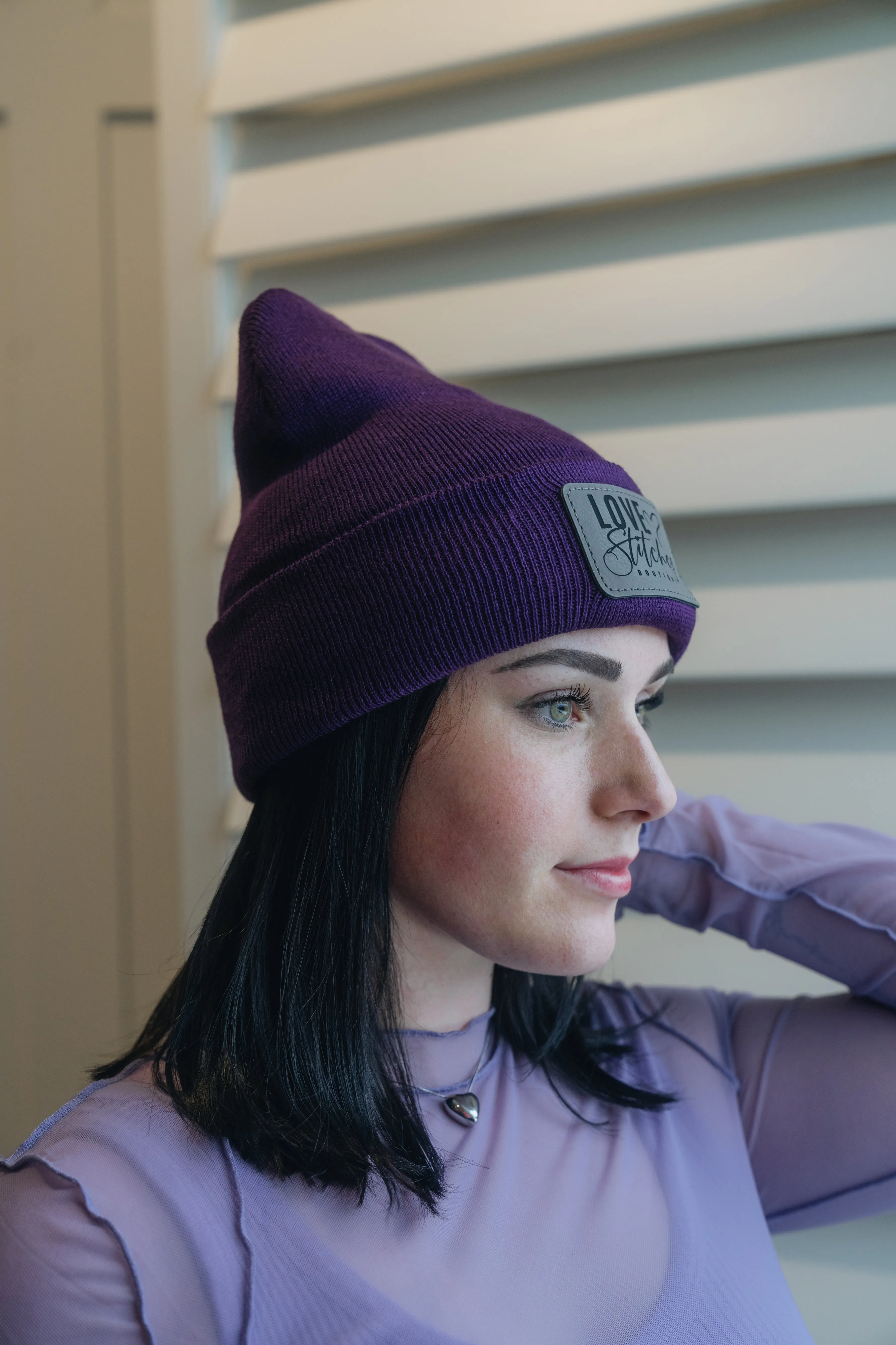 Boutique Beanie Winter Hats Love Stitches Logo Lasting Impressions CT (Lt Blue)