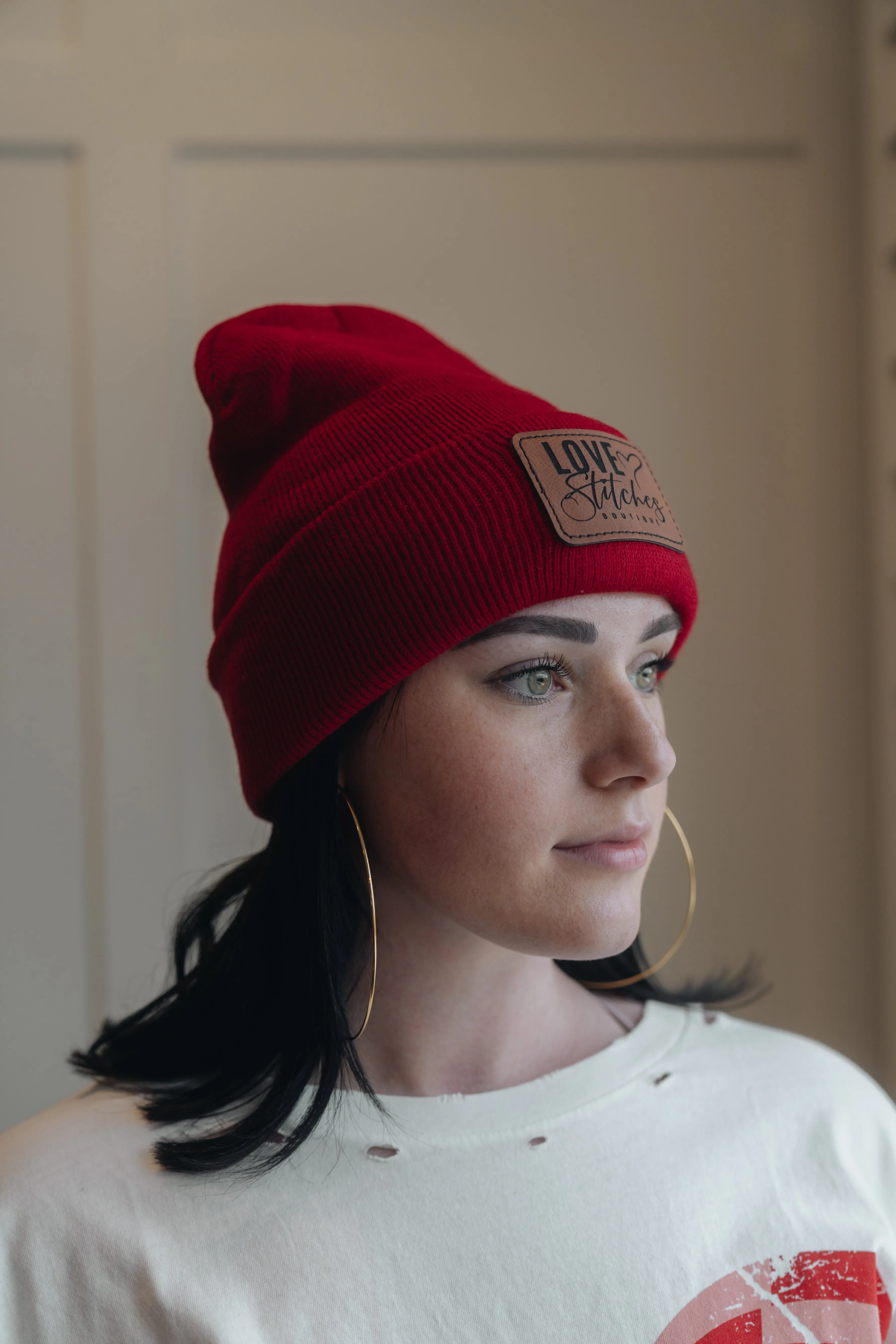 Boutique Beanie Winter Hats Love Stitches Logo Lasting Impressions CT (Lt Blue)