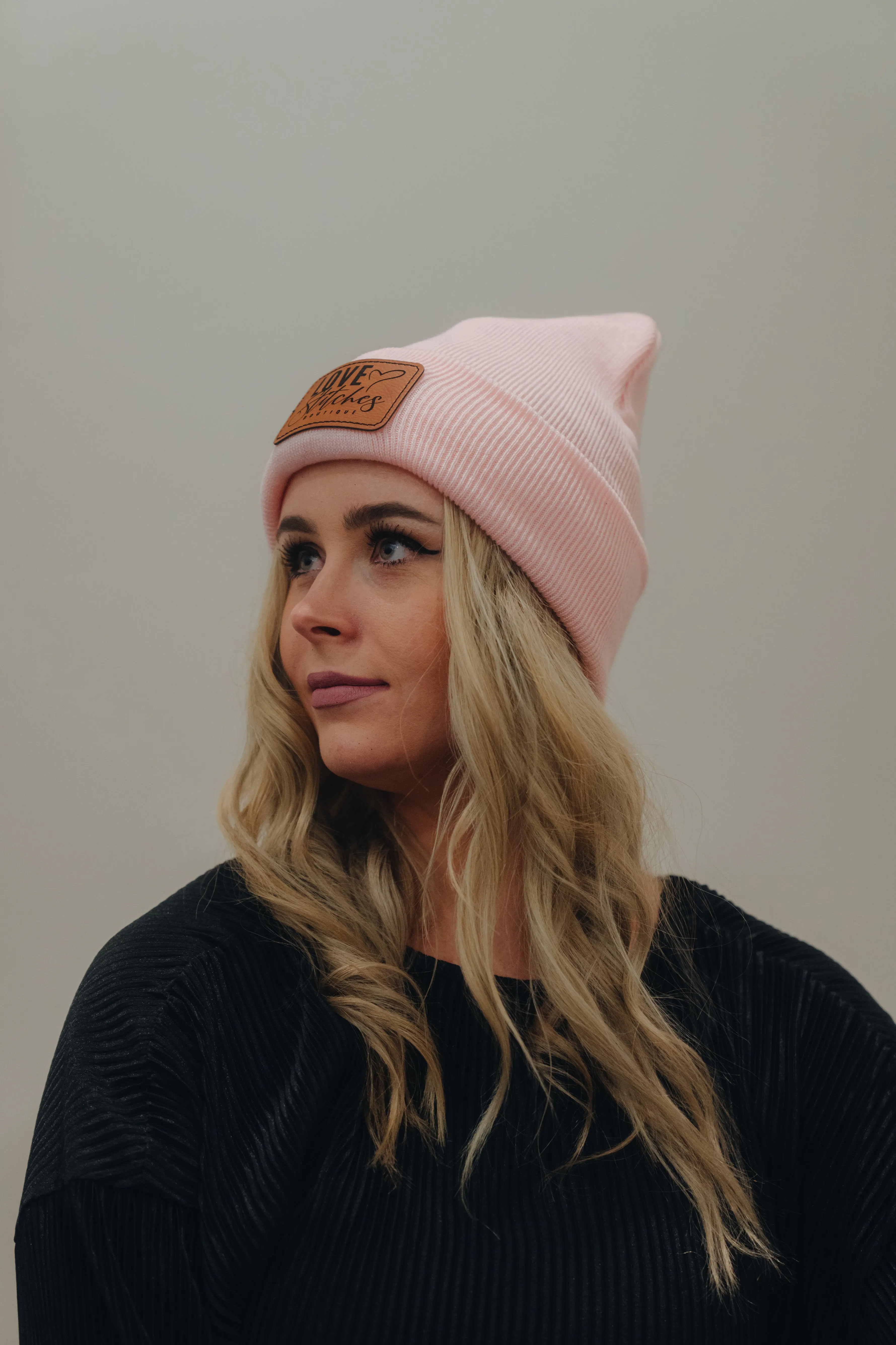 Boutique Beanie Winter Hats Love Stitches Logo Lasting Impressions CT (Lt Blue)