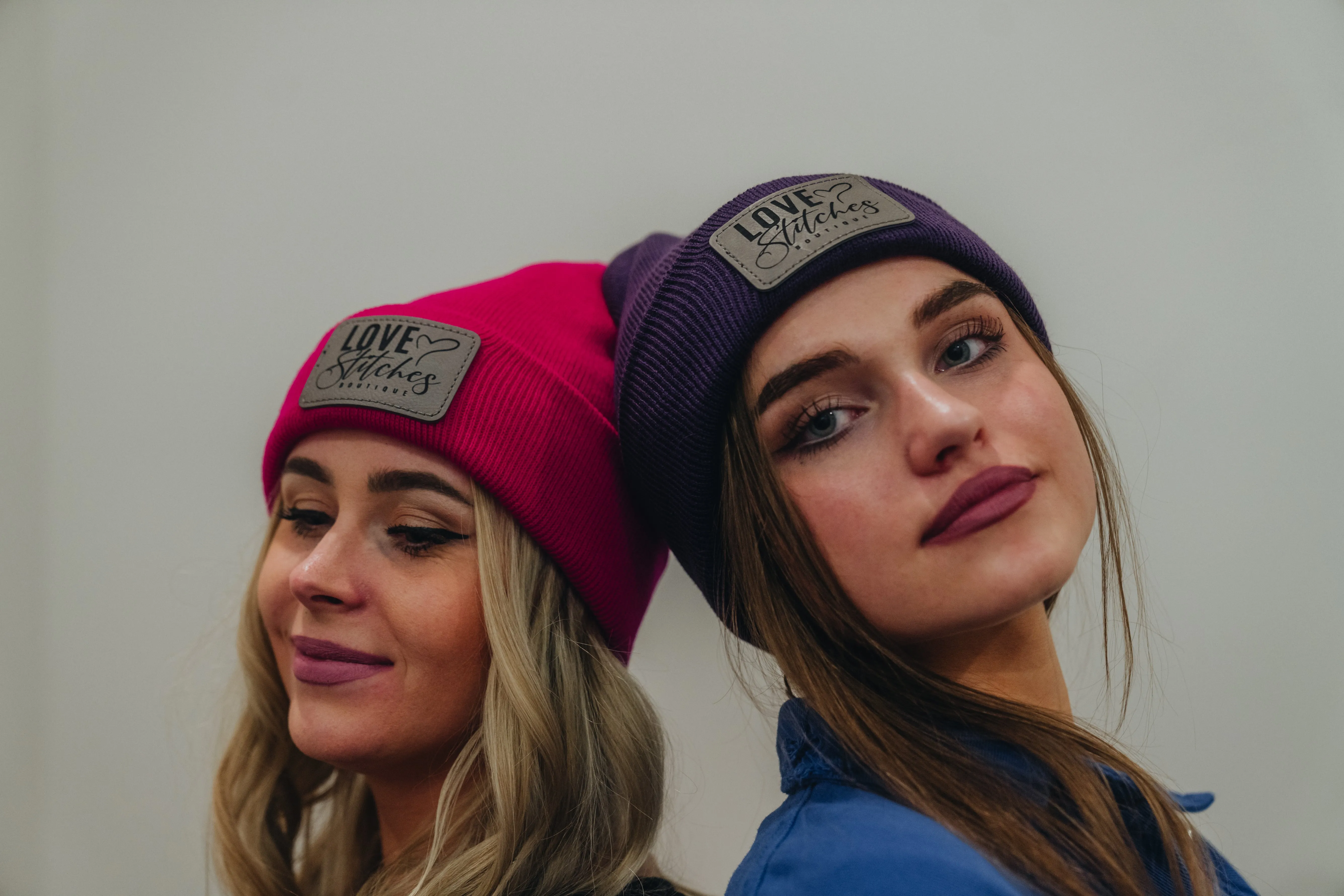 Boutique Beanie Winter Hats Love Stitches Logo Lasting Impressions CT (Lt Blue)