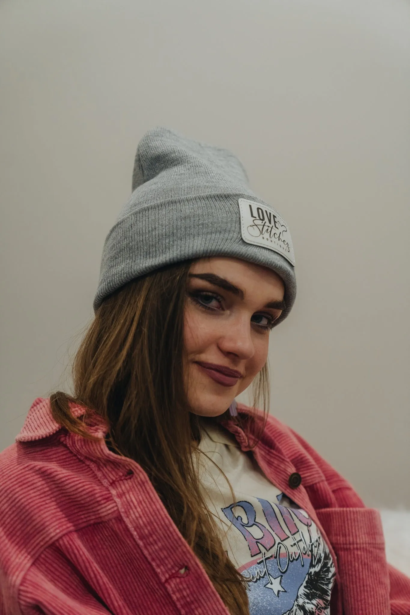 Boutique Beanie Winter Hats Love Stitches Logo Lasting Impressions CT (Lt Blue)
