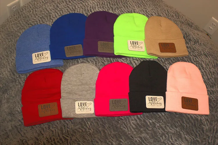 Boutique Beanie Winter Hats Love Stitches Logo Lasting Impressions CT (Lt Blue)