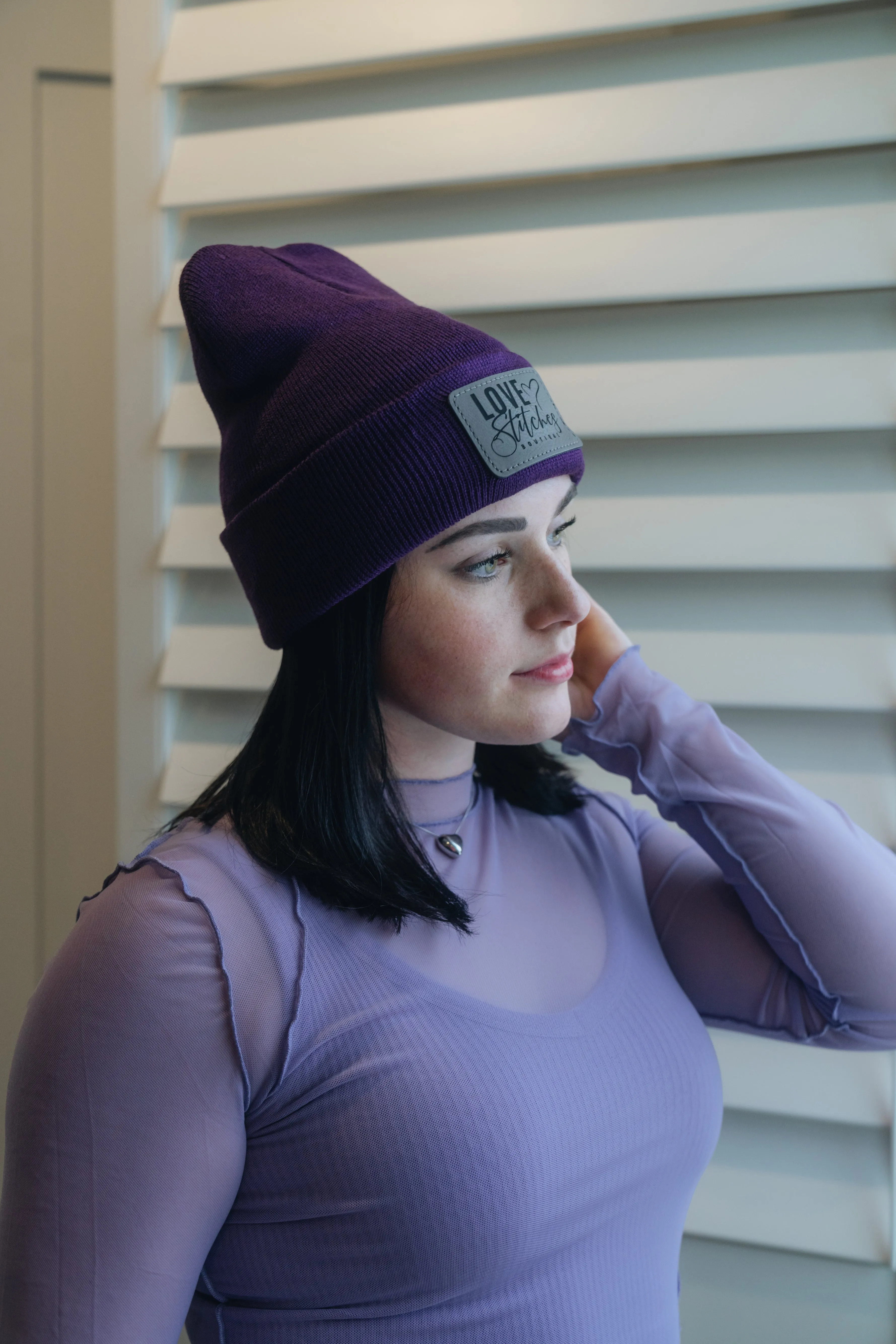 Boutique Beanie Winter Hats Love Stitches Logo Lasting Impressions CT (Lt Blue)