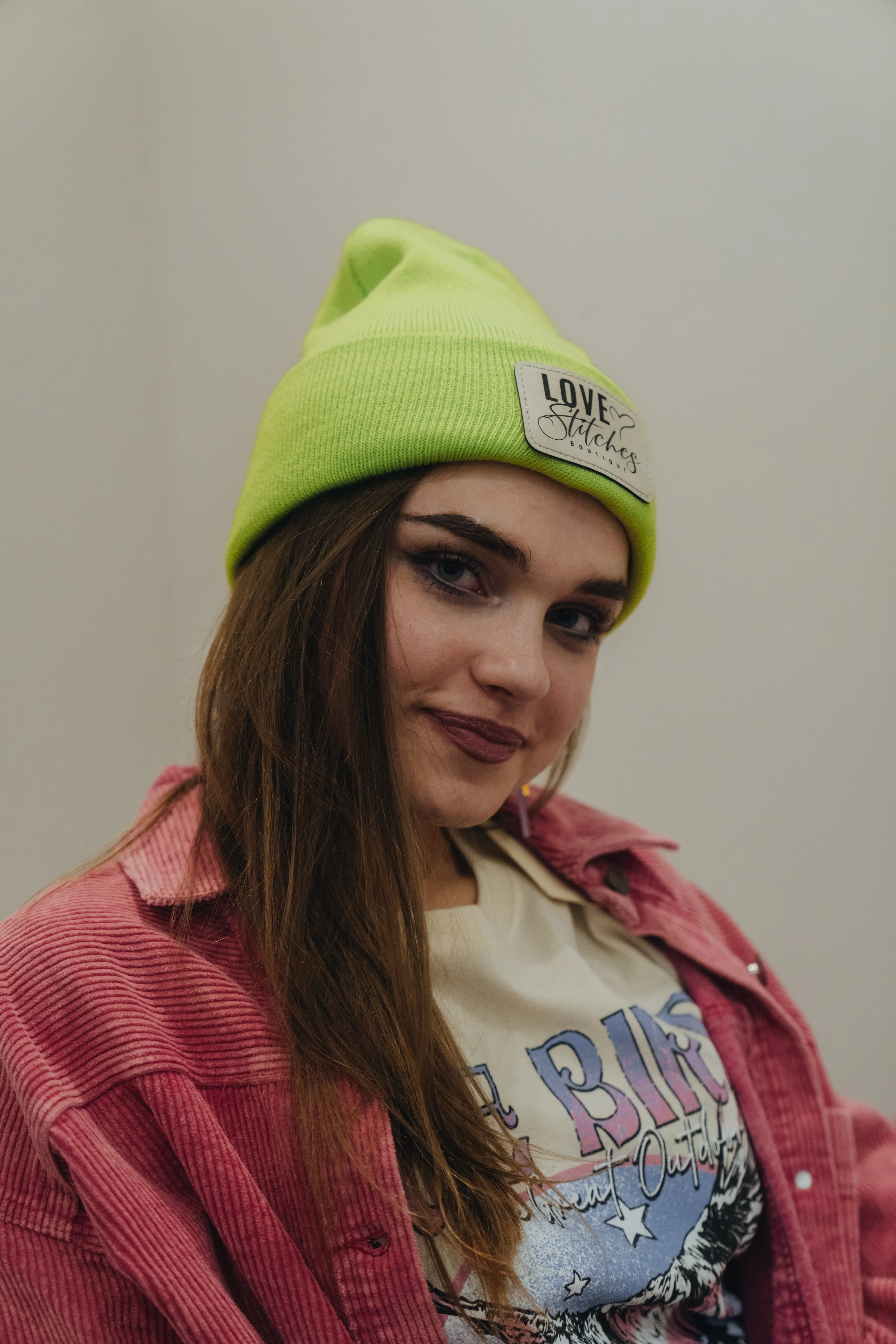 Boutique Beanie Winter Hats Love Stitches Logo Lasting Impressions CT (Lt Blue)
