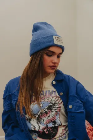 Boutique Beanie Winter Hats Love Stitches Logo Lasting Impressions CT (Lt Blue)