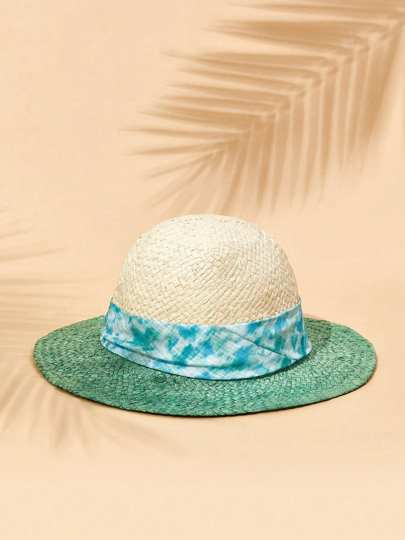 Bowknot Green Tie-Dye Fringe Straw Hat