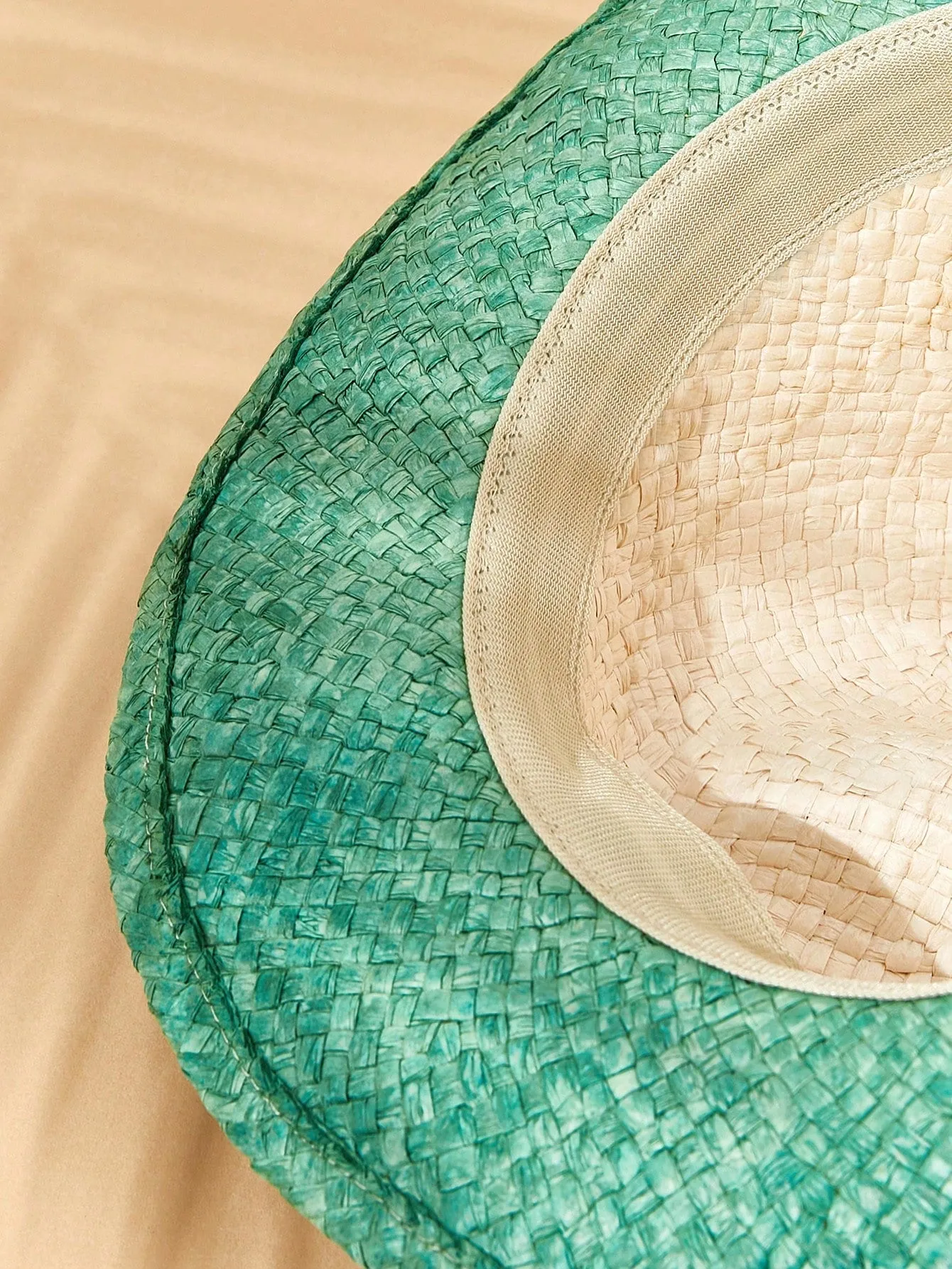 Bowknot Green Tie-Dye Fringe Straw Hat
