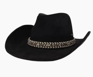 Bozeman Vegan Suede Cowboy Hat-Black