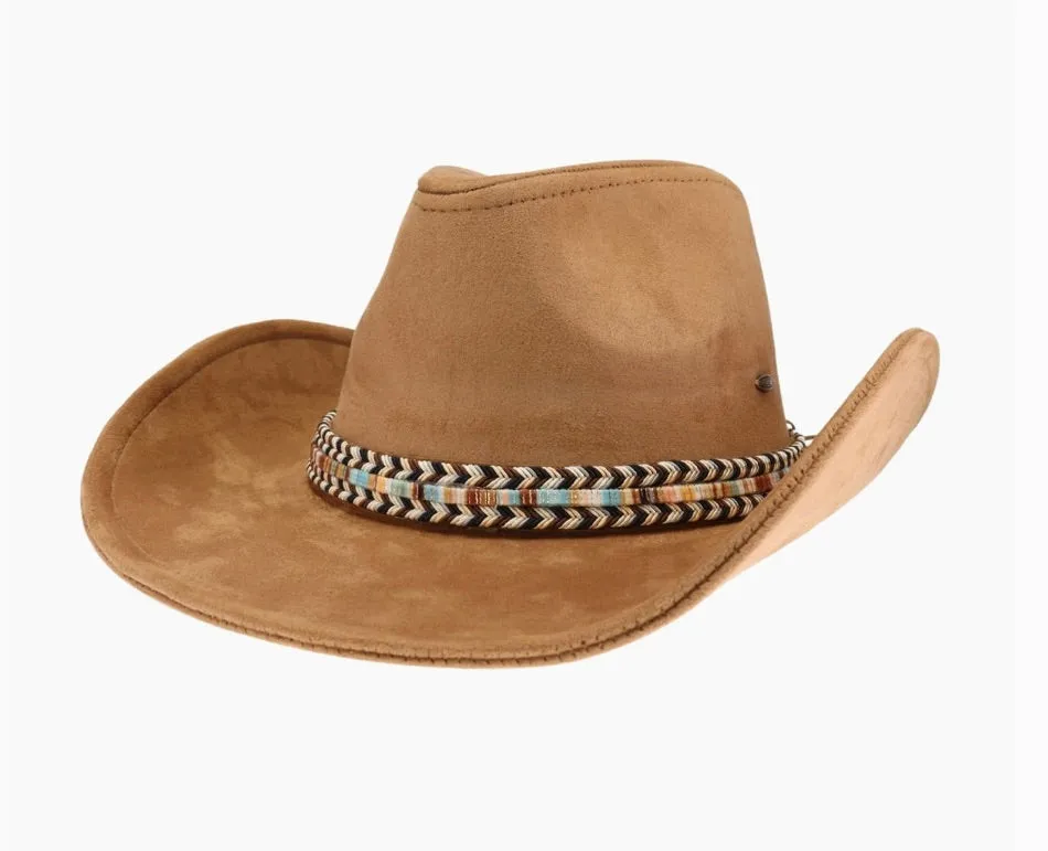 Bozeman Vegan Suede Cowboy Hat-Dk Camel