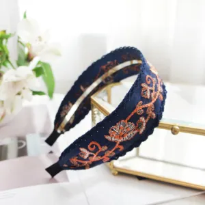 Bright Silk Wide Embroidered Headbands Hair Accessories Hairband for Girls Flower Crown Headbands for Women