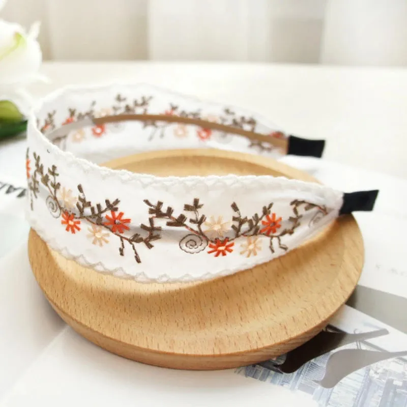 Bright Silk Wide Embroidered Headbands Hair Accessories Hairband for Girls Flower Crown Headbands for Women