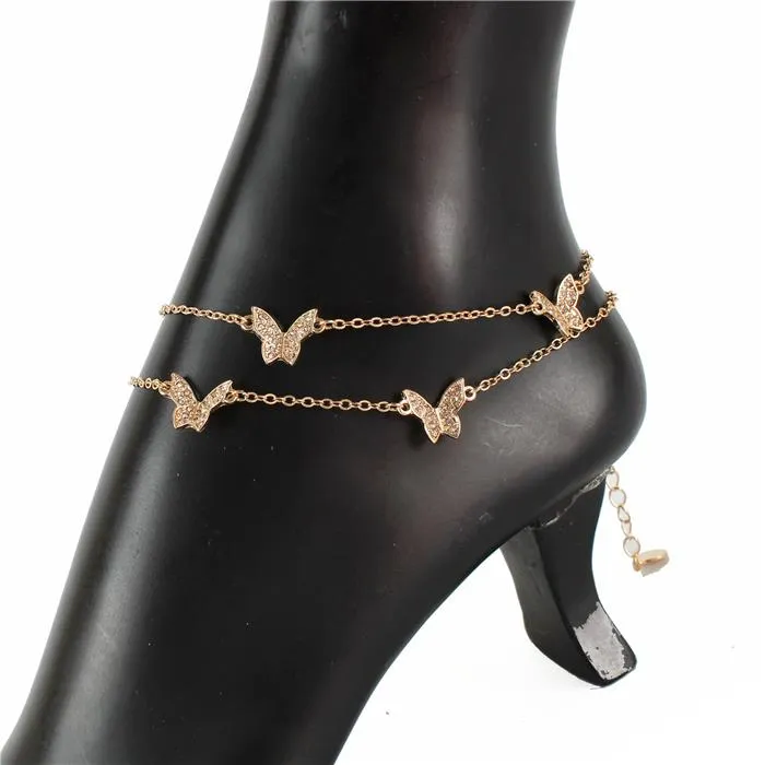 Butterfly Metal Link Anklet