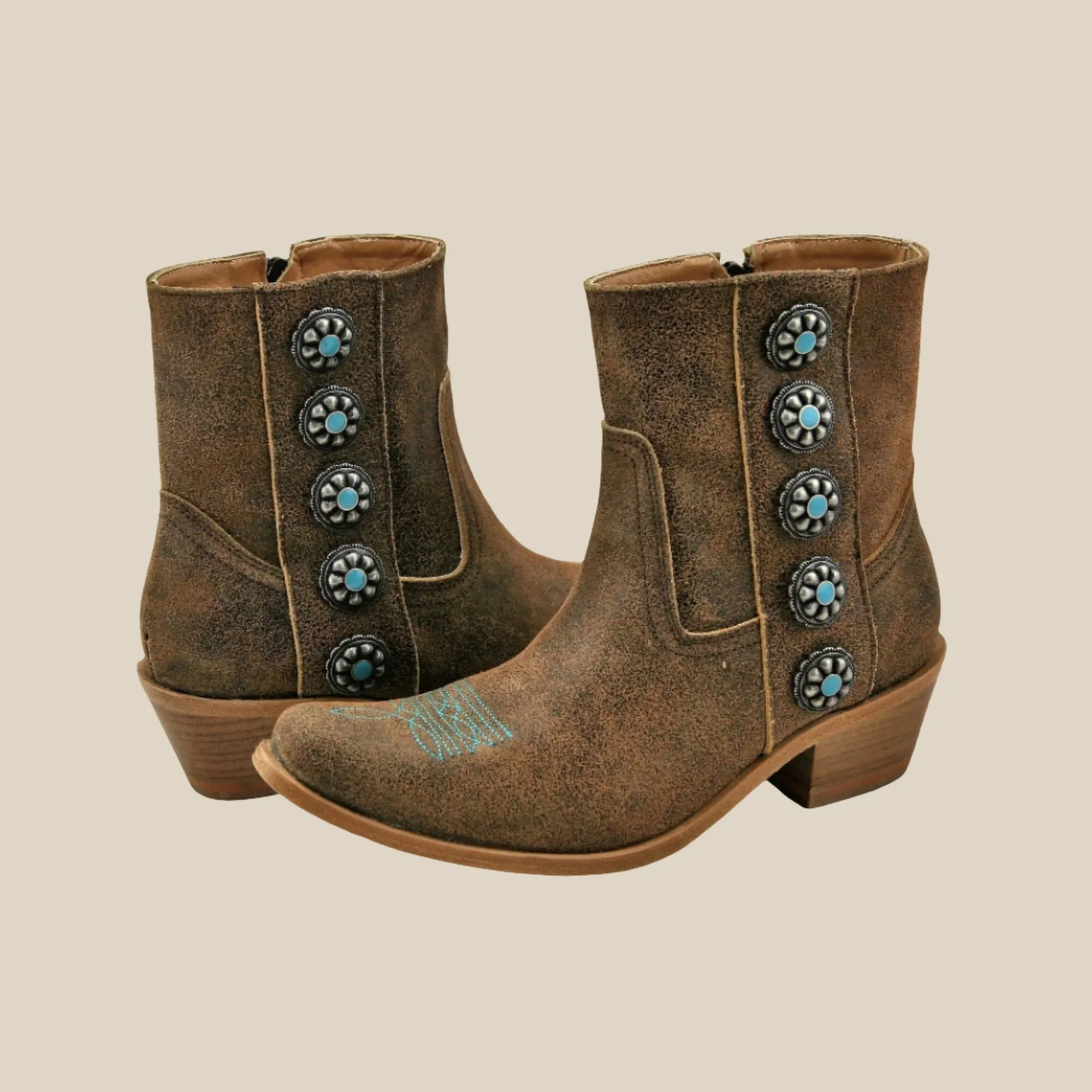 Cait Conchos Ankle Boot Vintage Ginger