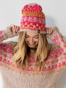 Calla Jacquard Beanie - Pink