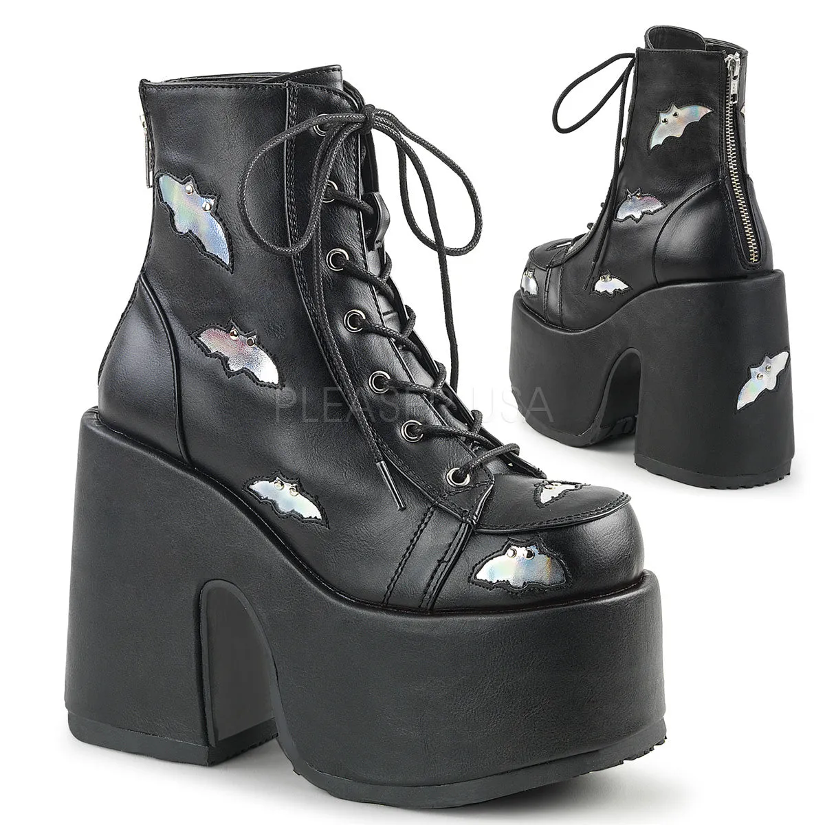 CAMEL-201  Black-Silver Hologram Vegan Leather