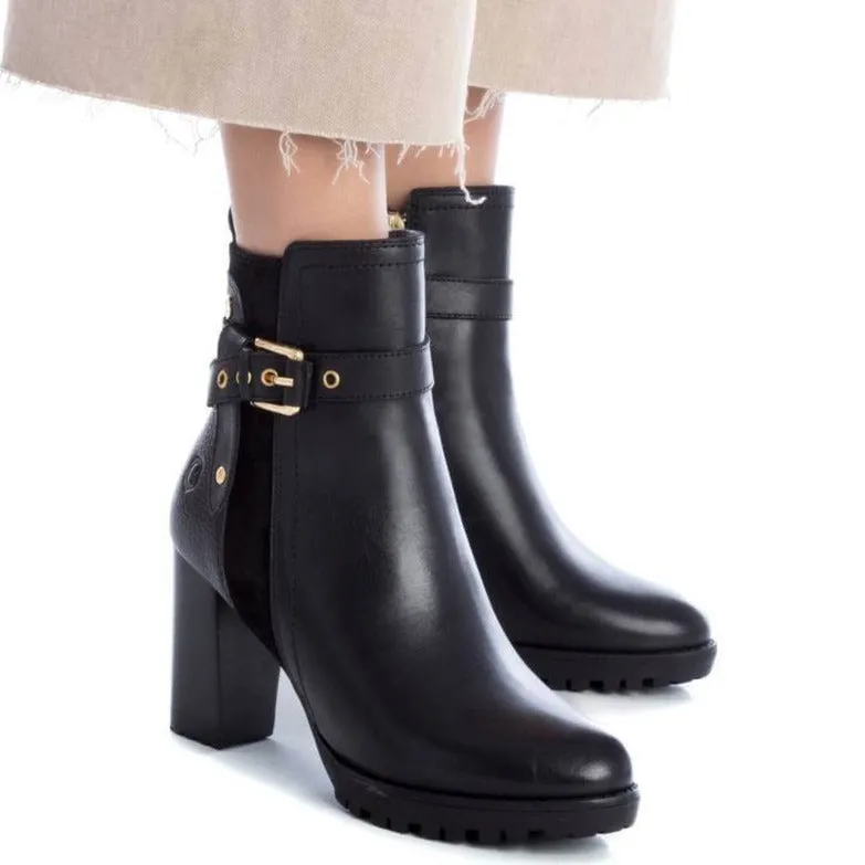 Carmela Black High Block Heel Boots