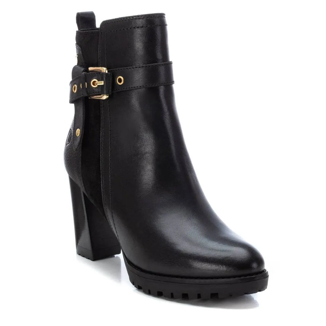 Carmela Black High Block Heel Boots