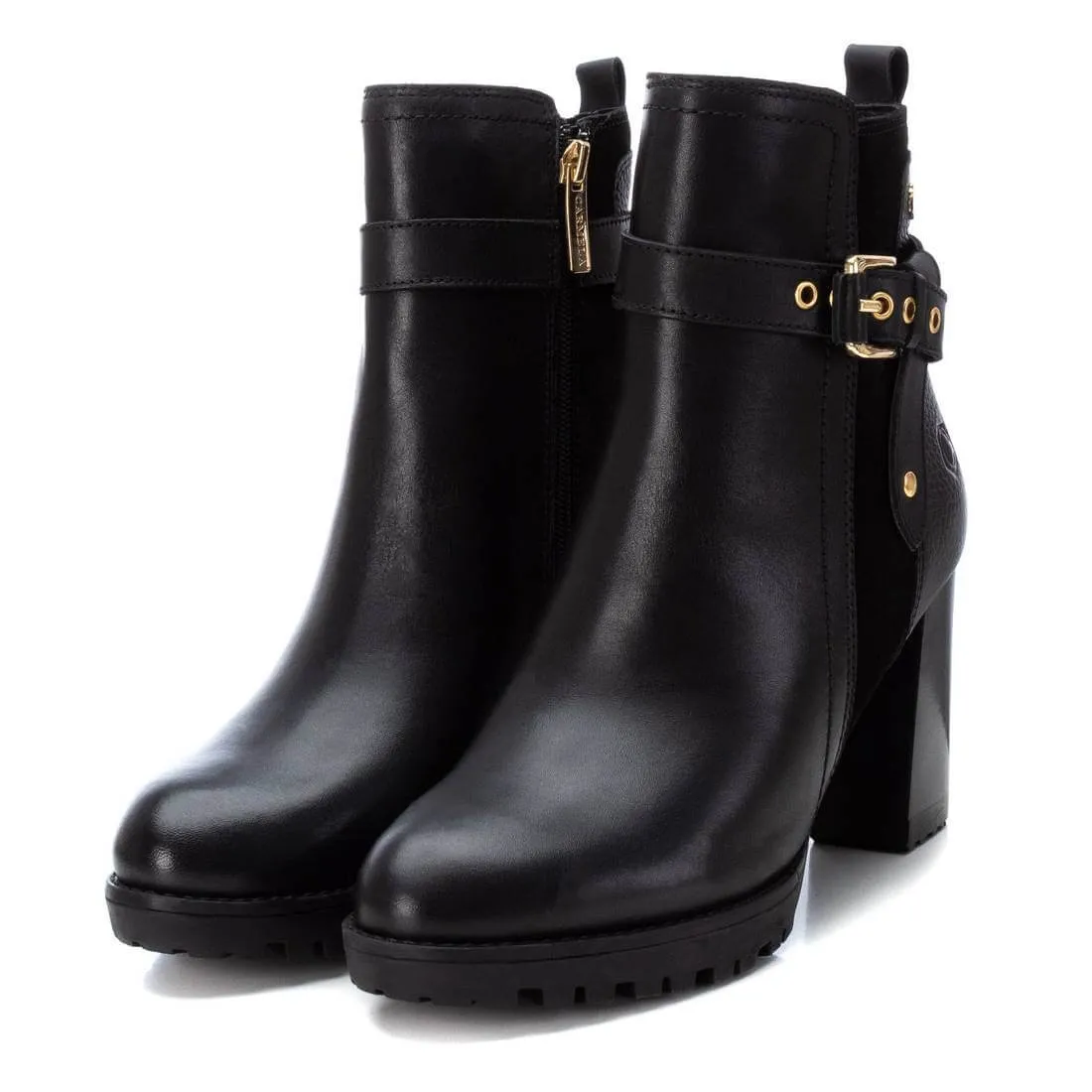 Carmela Black High Block Heel Boots