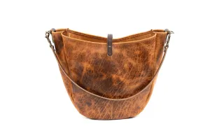CELESTE LEATHER HOBO BAG - LARGE - PEANUT BISON